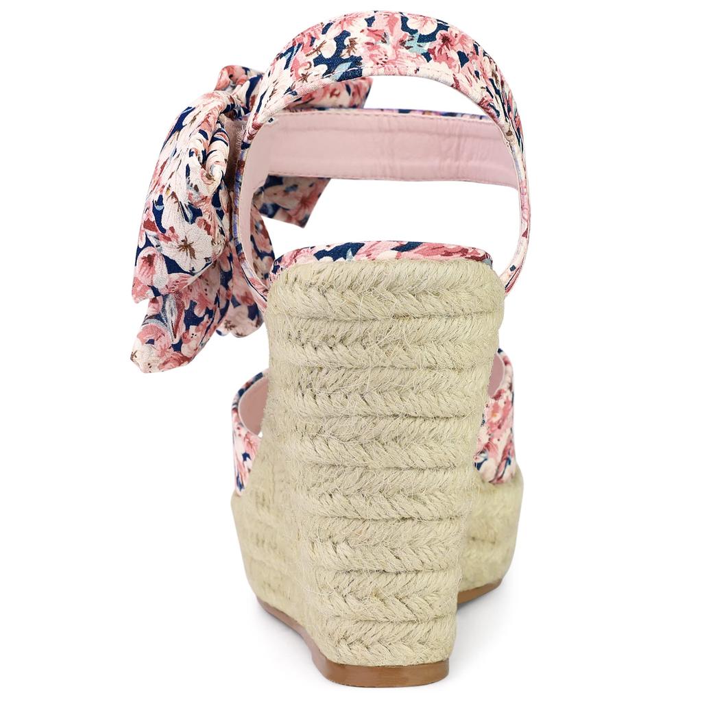 Allegra K Women's Floral Platform Wedge Sandals, White, Size 25.5cm