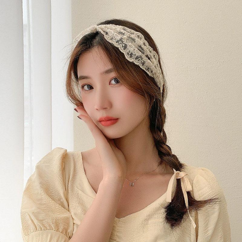 Korea Style New Lace Headband Female Aesthetic Mori Fairy Hair Accessories Fashion Tied Hair Braided Casual Ribbon Holiday Summer