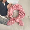 Premium 90Cm Floral Large Square Scarf Cotton And Linen Silk Scarf Women'S Headscarf Thin Scarf Sun Protection Shawl Outer Yarn
