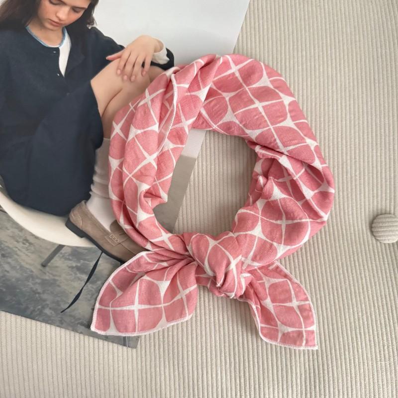 Premium 90Cm Floral Large Square Scarf Cotton And Linen Silk Scarf Women'S Headscarf Thin Scarf Sun Protection Shawl Outer Yarn