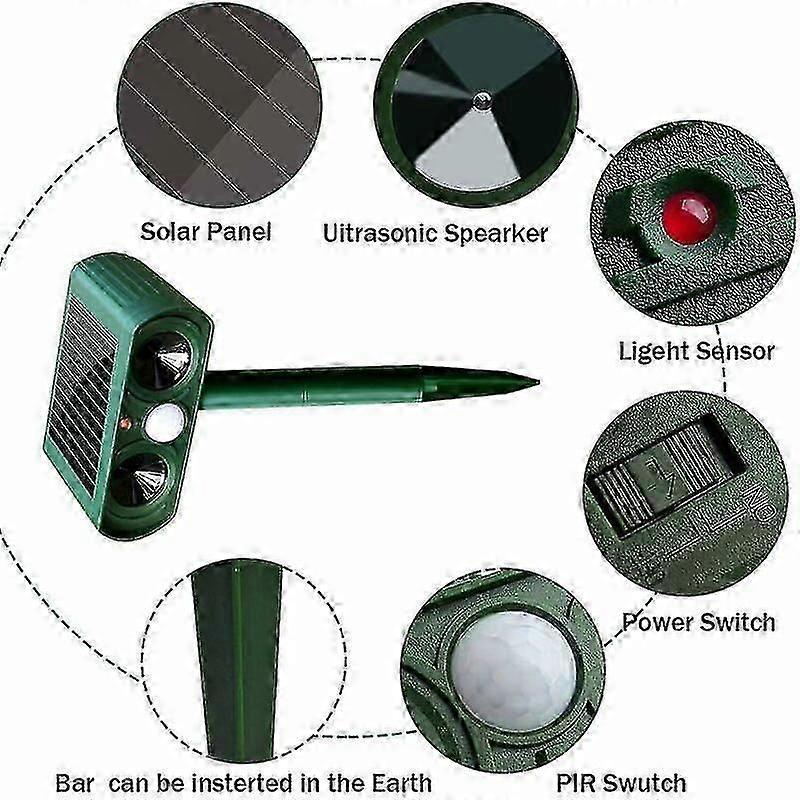 Solar Ultrasonic Cat Repeller Outdoor Cat Repeller Adjustable Sensitivity And Frequency Ultrasonic Cat Repeller Repel Pests Garden Protector