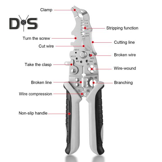 Многофункциональные клещи для зачистки проводов, прочные клещи для зачистки проводов из сплава, щипцы для обжима, эргономичная ручка, портативные клещи для резки кабеля электриков