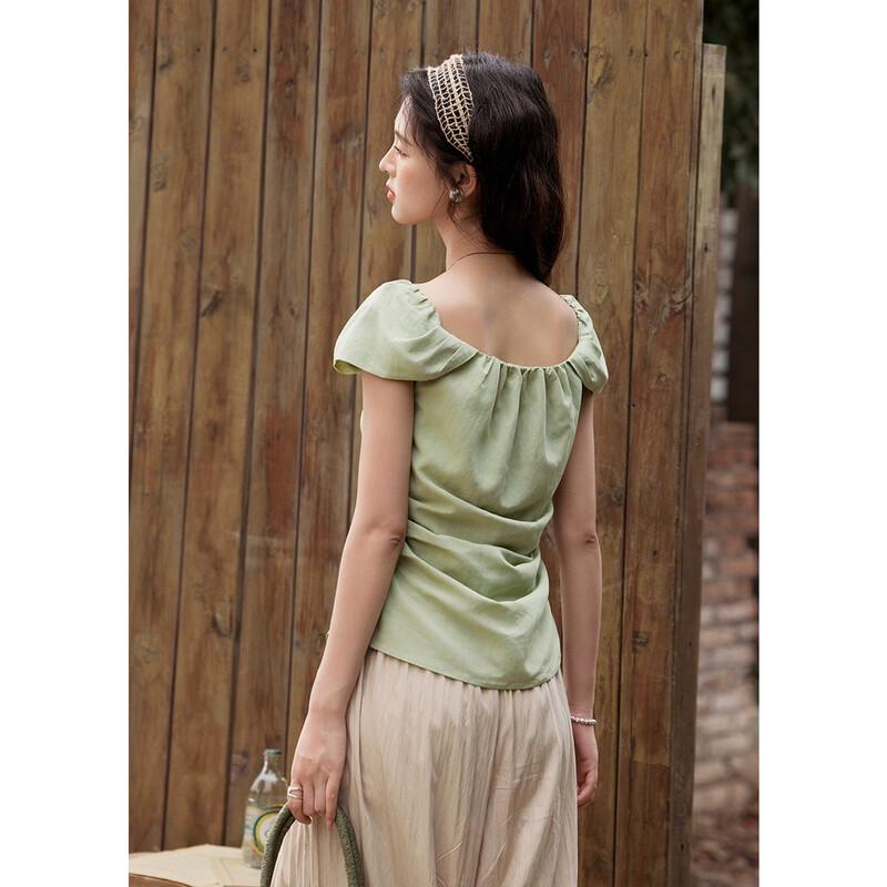 Chic Square Neck Flutter Sleeve Blouse