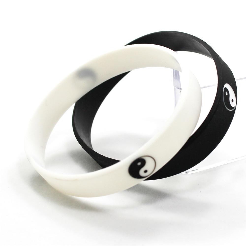 2 Pcs Cool Tai Chi Silicone Wristband Black White Color Sports Rubber Silicone Bracelets&bangles Fashion Jewelry Gifts Hot Sale