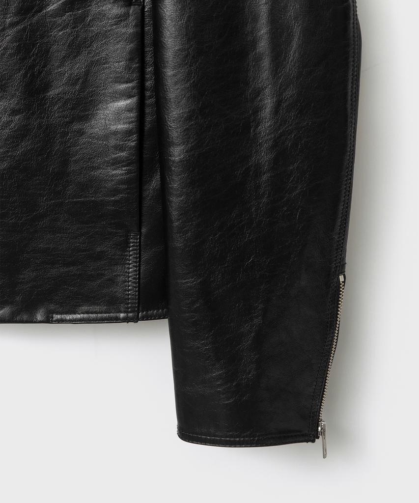 Belier Urban Solid Leather Jacket - Liquid Black