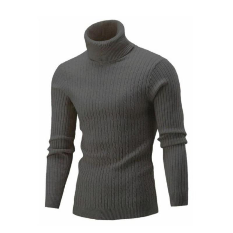 Autumn And Winter Turtleneck Sweater Men'S Trendy Twisted Flower Long-Sleeved Slim-Fitting Men'S Knitted Sweater Pullover Bottoming Shirt