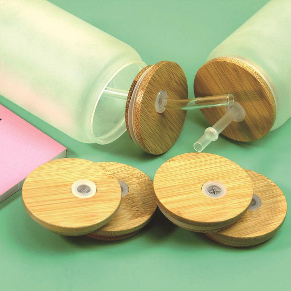 Удобные для хранения бутылки крышки для консервирования бамбуковые деревянные крышки с отверстием для соломинки крышка для банки с широким горлом
