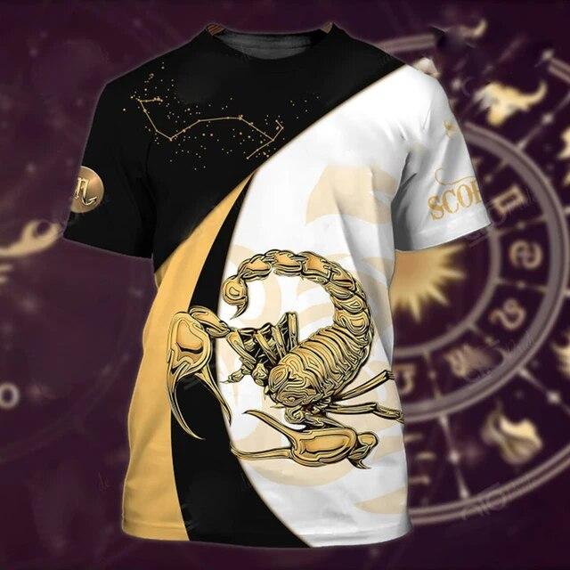 Мужская футболка с изображением животных, летняя футболка с короткими рукавами и скорпионом, забавные футболки с 3D принтом, модная повседневная мужская спортивная рубашка, мужская одежда большого размера