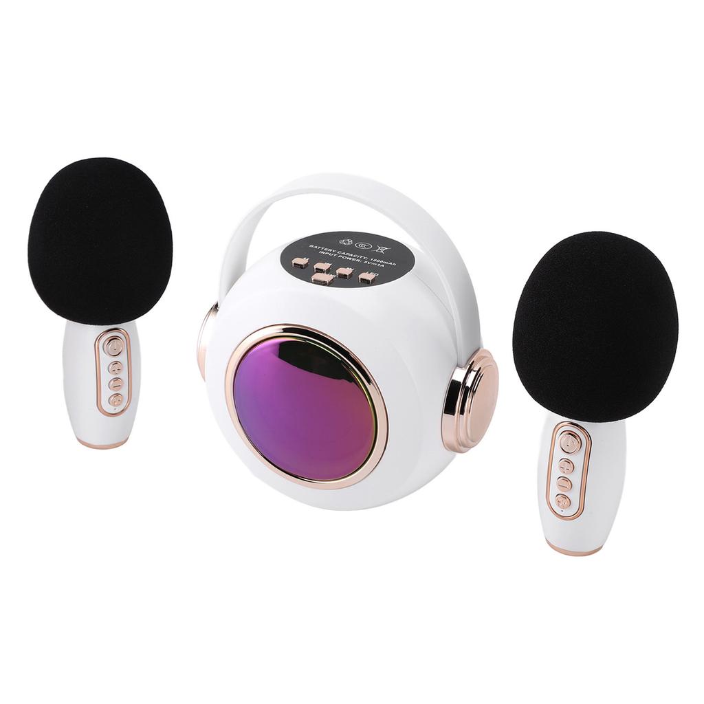 Детский микрофон динамик портативный беспроводной Bluetooth караоке динамик для детей ледяной белый двойной