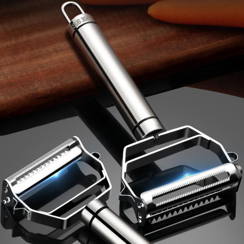 Овощечистка высокого качества Кухонные аксессуары Инструменты для приготовления пищи Овощечистка из нержавеющей стали 304 17 см Многофункциональная овощечистка для картофеля Двойная строгалка-терка