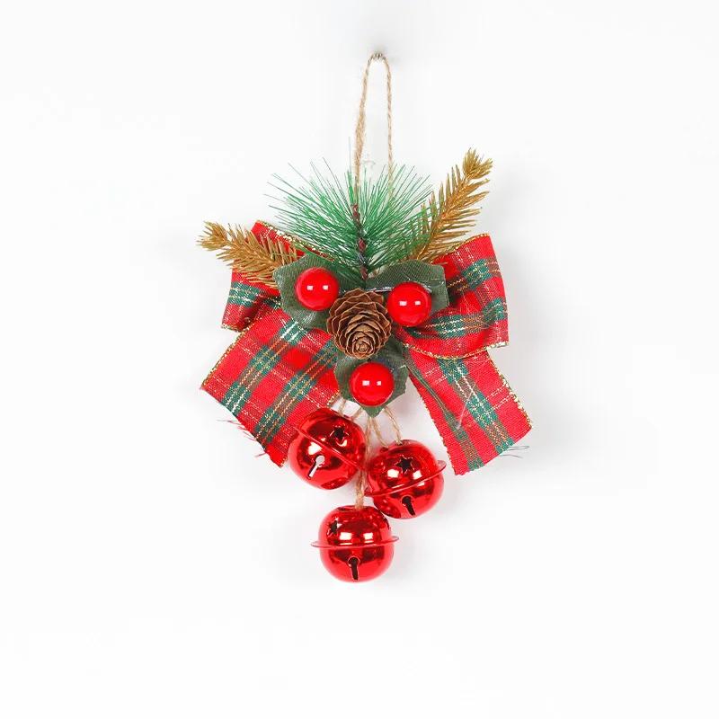 Cloche Jingle Noël 1PC: couleurs mélangées, cloche traîneau classique avec baies rouges, nœuds à carreaux, décor arbre Noël