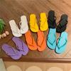 Summer New Flat Bottomed Flip Flops Women's Slippers Simple Solid Color Clip On Beach Travel Vacation Shoes