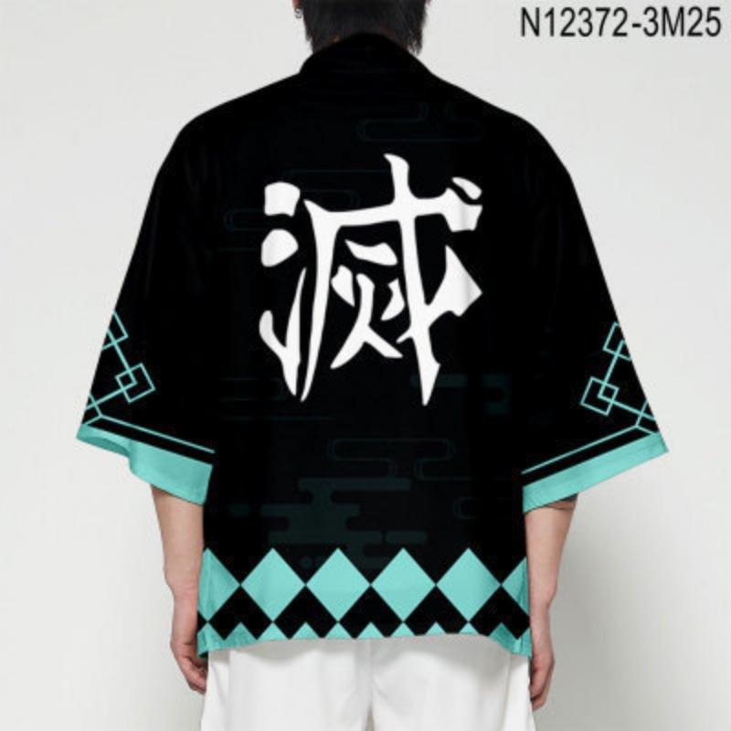 Аниме Клинок, рассекающий демонов, Взрослый угольный Джиро Ё Бин Принт Детский плащ Кимоно Периферийная куртка с перьями