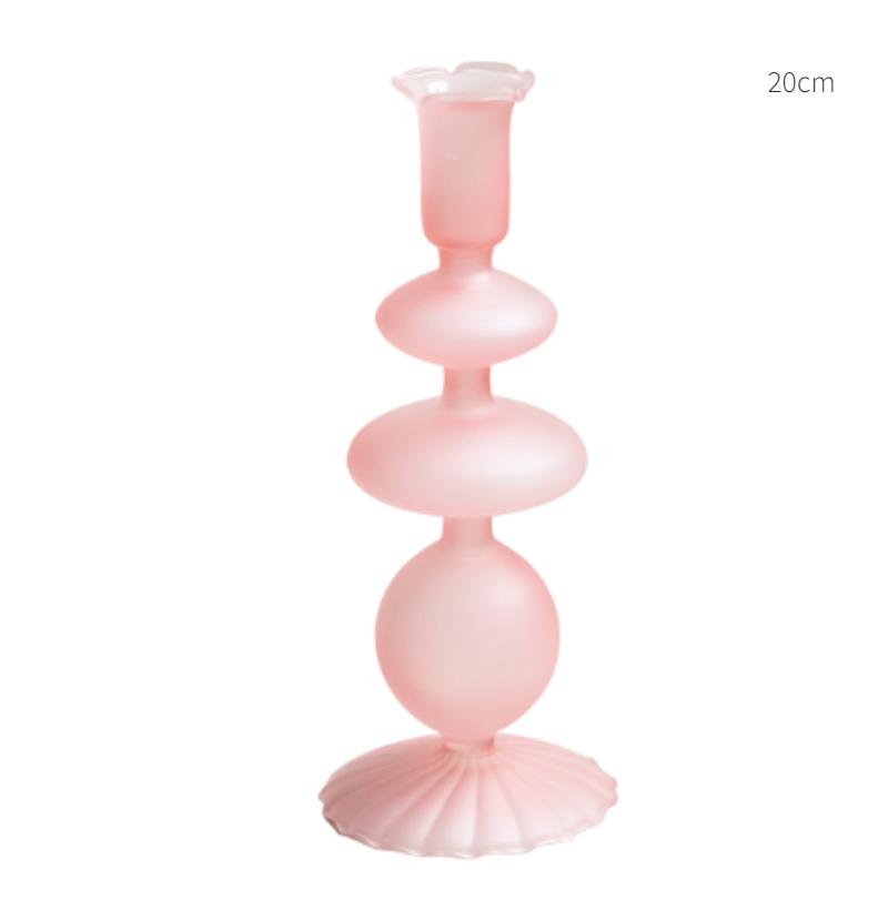 Pink Glass Candle Holder Taper Candlesticks Holder Wedding Table Centerpieces Nordic Home Decoration Wedding Decoration