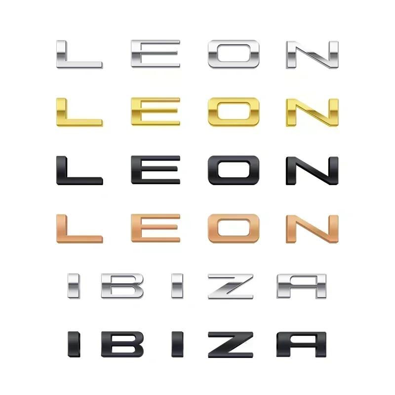 vdsh5 1pcs For Ibiza 6L 6J Letter Emblem 3D Decals Sticker Rear Trunk Badge Logo Metal Accessories For Seat Ibiza Leon Cupra Altea