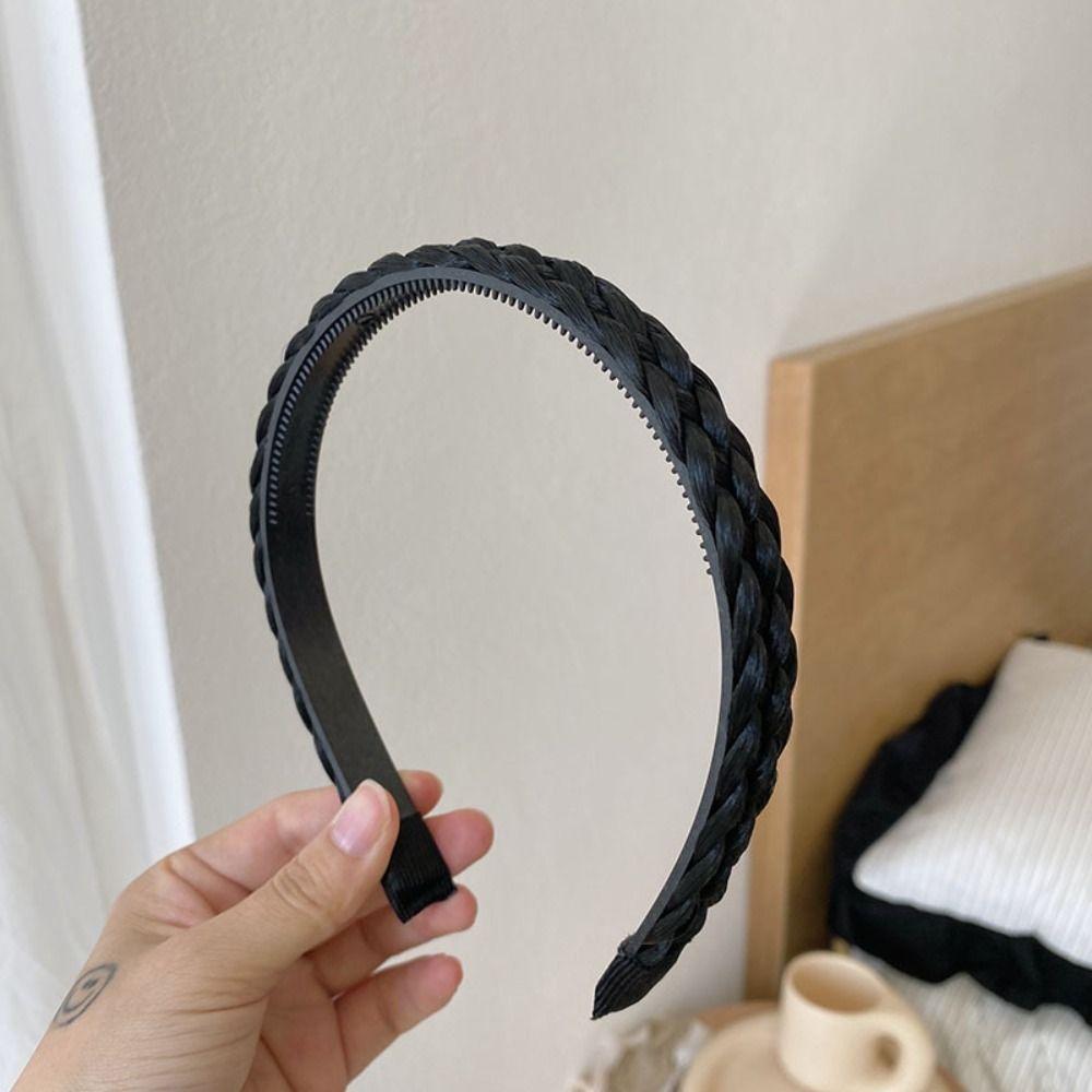 Стильный плетеный ободок для волос, термостойкий парик, обруч для волос с закрученной косой, зубчатый нескользящий ободок для волос, парик