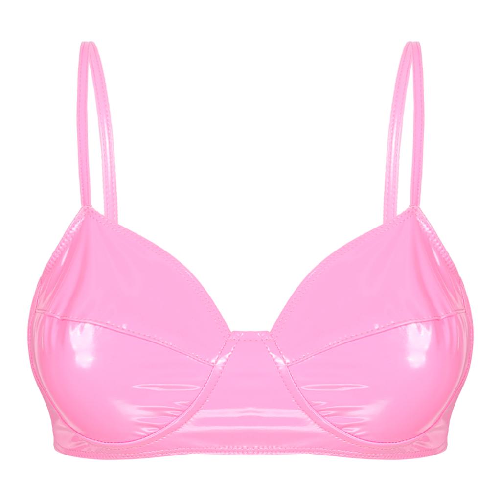 Women's Sexy Wetlook Bra Top No Padded Wireless Bustier Corset Clubwear