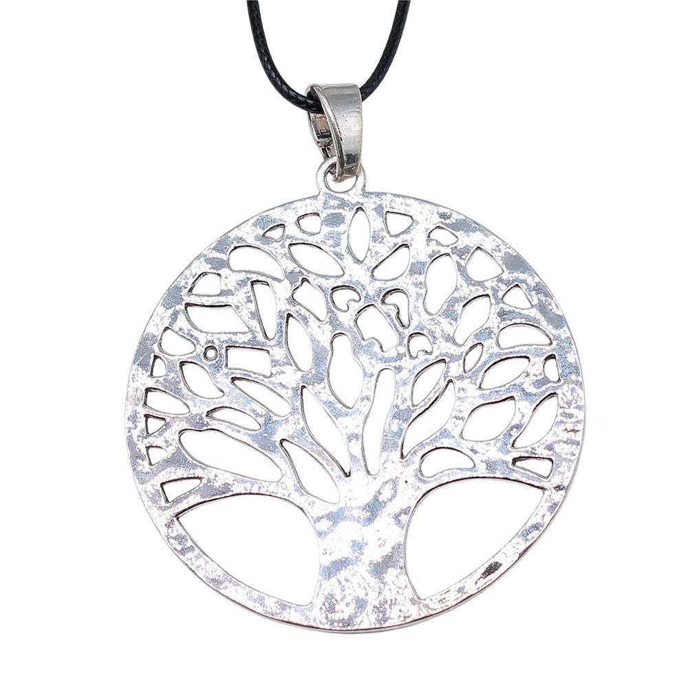 Антикварный кулон-ожерелье "Древо Жизни" Nature Boho Statement Jewelry 45см Кожаная цепочка