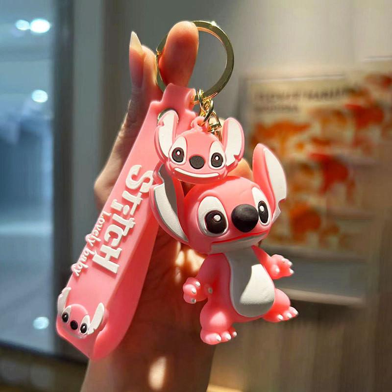 Adorable Cartoon Stitch Keychain Cute Silicone Bag Charm Creative Car Key Ring