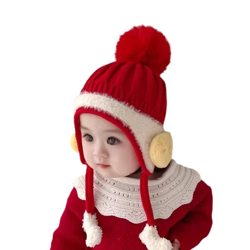 Infant Cute Warm Knitted Hat with Ear Protection for Boys & Girls - Ideal for Autumn & Winter.