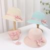 Kids Summer Wide Brim Floppy Straw Hat and Bag Set Beach Sun Visor Cap Cute Bow Baby Birthday Gift for Girls Fisherman Hats