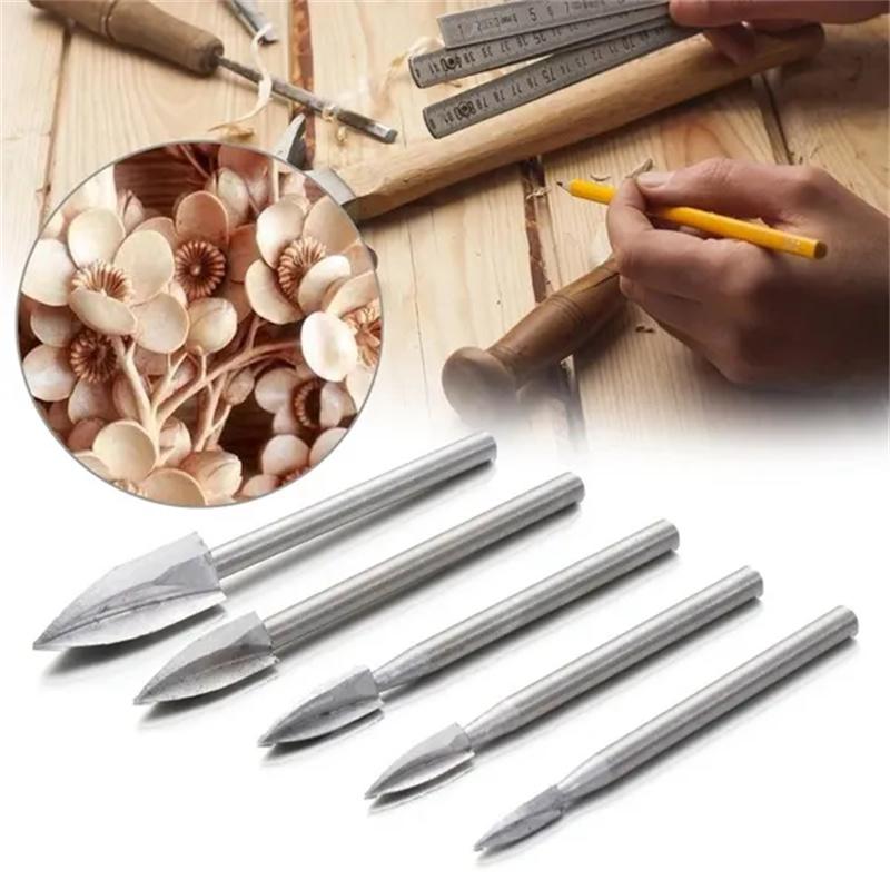 5 шт./компл. Набор для резьбы по дереву, инструменты для резьбы по дереву, белый стальной острый нож, набор фрез для резьбы по дереву, аксессуары для деревообработки