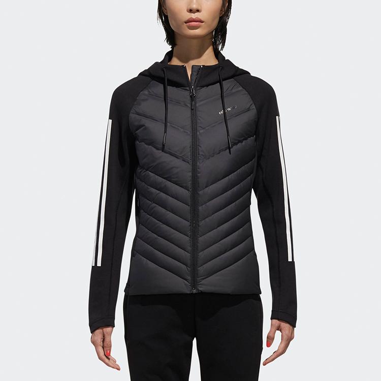 Adidas Neo Daily Down Jacket With Slim Fit And Hood Women Outerwear Black DM4349
