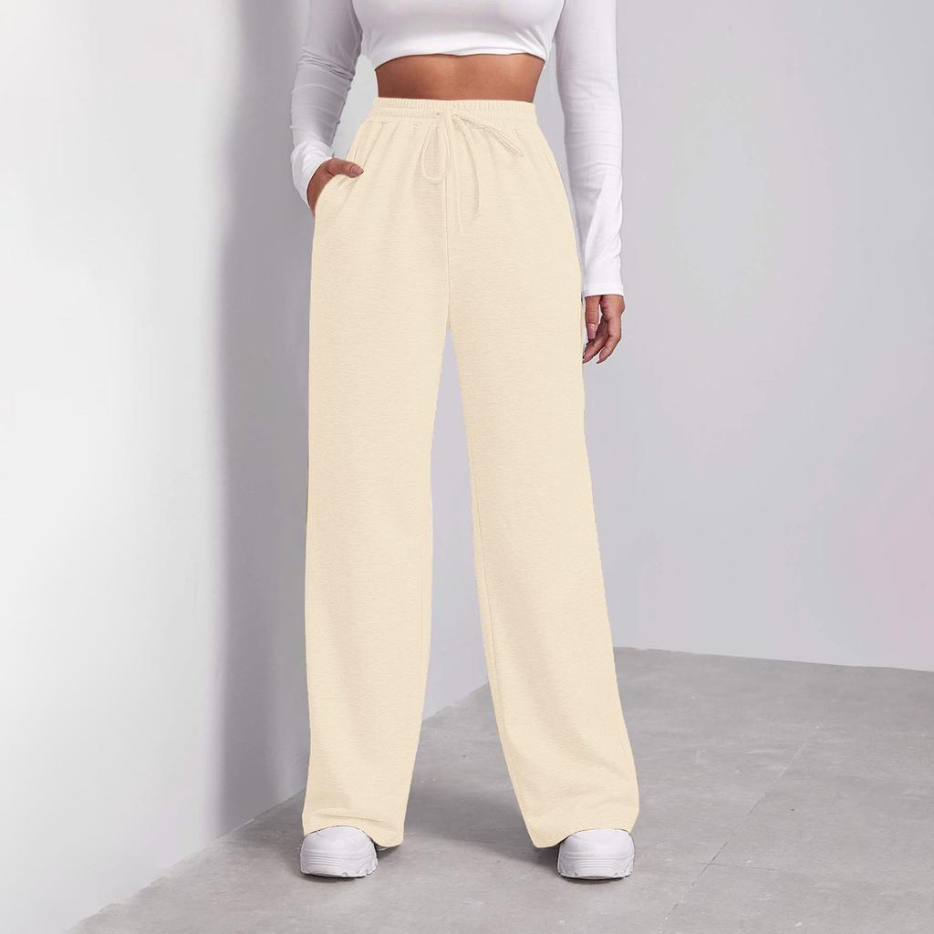 Women's Winter Sweatpants Solid Color Casual Pants Women's Fleece Sweatpants Wide Leg Straight Pants