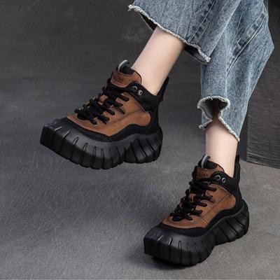 Туфли на плоской платформе разных цветов, ретро-обувь из натуральной кожи, универсальная женская обувь на толстой подошве