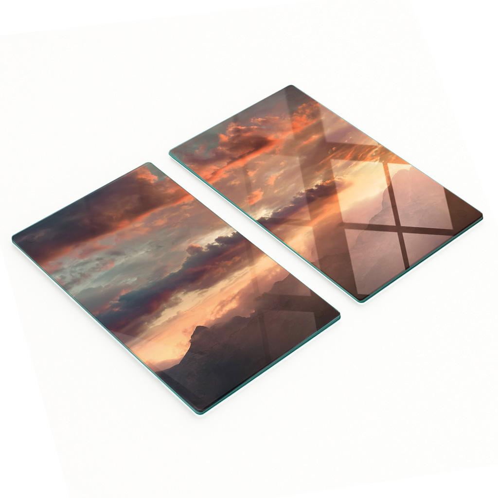 Glass Snack Serving Boards Sunset Mountain 2x30x52 cm