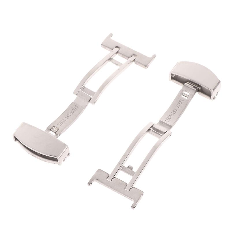 Раскладывающаяся застежка-бабочка из нержавеющей стали для часов 14 мм, 16 мм, 18 мм, 20 мм, 22 мм, застежки для часов, раскладывающиеся пряжки, застежка на кнопке