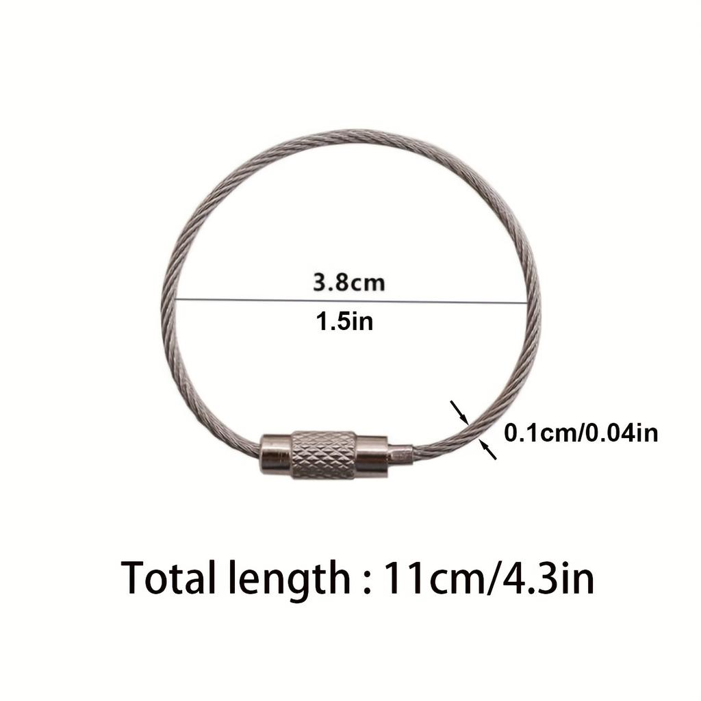 100 Pcs/Pack Stainless Steel Wire Keychains, Cable Key Rings, Heavy Duty Luggage Tags, Loops Tag Keepers, Twist Barrel