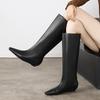 Мода 2024 Новые Ретро Женские Сапоги Осень Зима Сапоги Слипоны для Женщин Квадратный Носок Базовая Обувь Зимние Современные Сапоги до Колена