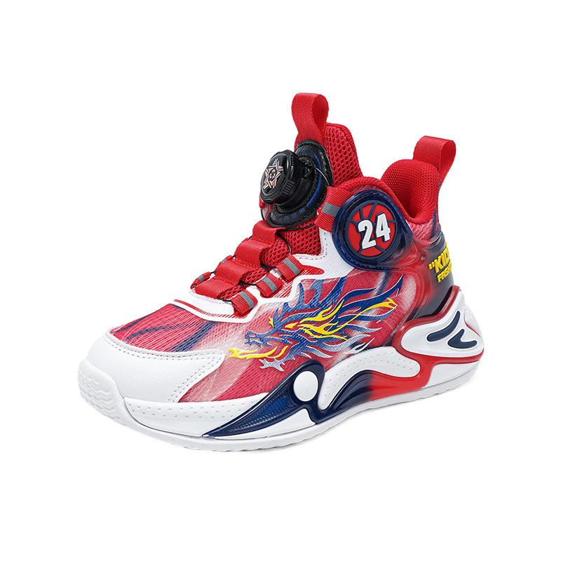 Classmate boys basketball shoes 6-12 years old 2025 double mesh breathable wear-resistant boys students sneakers button shoes tide