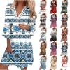 Fashion Women's V-neck Printed Lace Patchwork Bohemian Casual Resort Dress