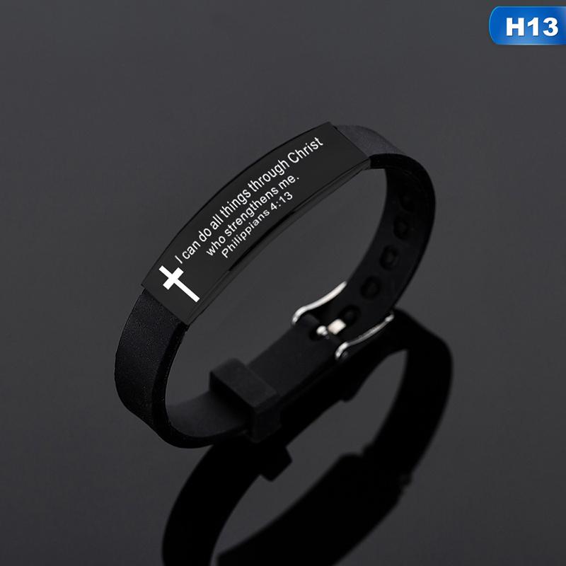 Цитата Религиозный Крест Иисуса Писания Христианский Библейский Стих Вдохновляющие Вера Силиконовые Браслеты Для Мужчин Женщин Ювелирные Изделия