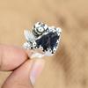 Mothers Day Sale Sodalite Stone Flower Statement Promise Wedding Ring 925 Silver