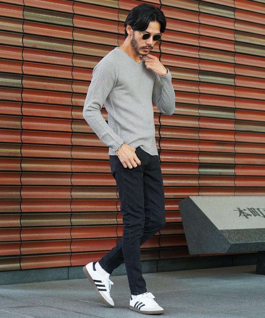 Shop Terry Knit Gray Mock Ribbed Slim Solid [JIGGYS SHOP] Ziggy's Cotton-Touch M-Mix Sweater, V-Neck, Neck, Turtleneck, Knit, Thick, Fit, Autumn,