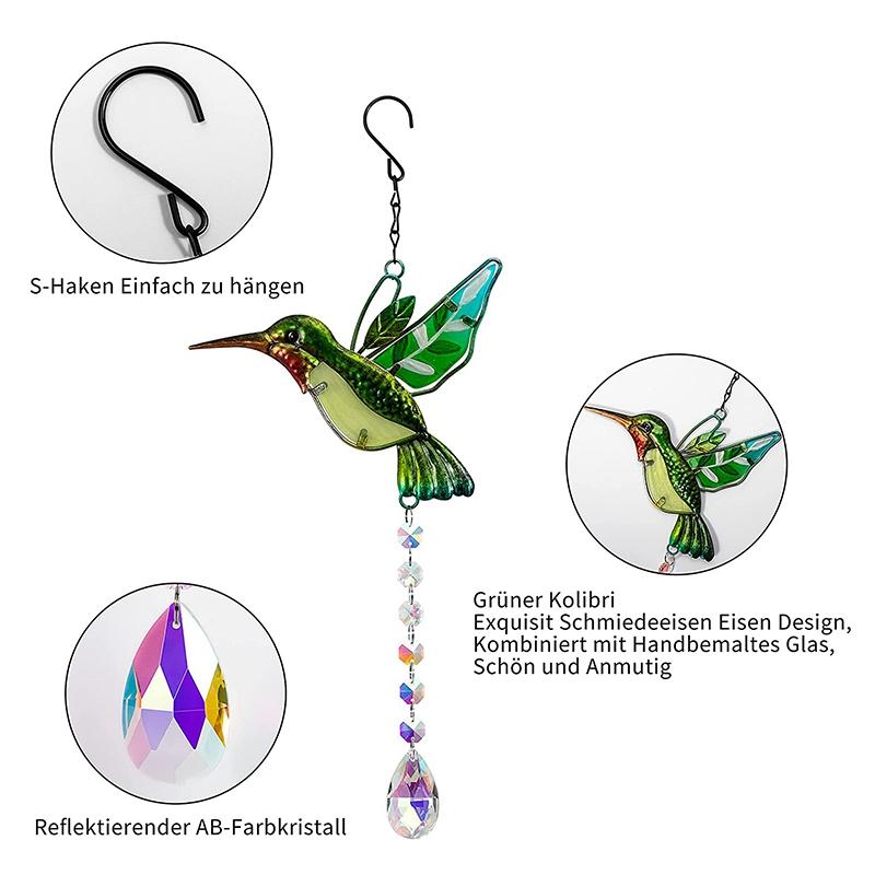 Colorfol Crystal Pendant Butterfly Hummingbird Sun Catcher Chain Rainbow Maker Prism Painted Glass Wind Chimes Home Garden Decor