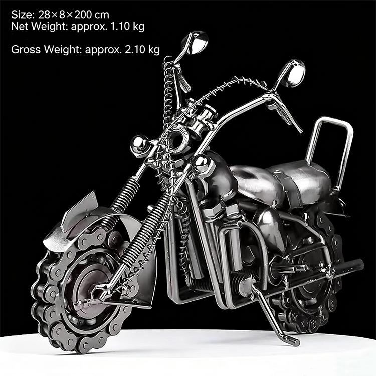 Vintage Metal Motorcycle Figurine, Electroplated Decorative Accent for Home Decor, Man Cave, Desk