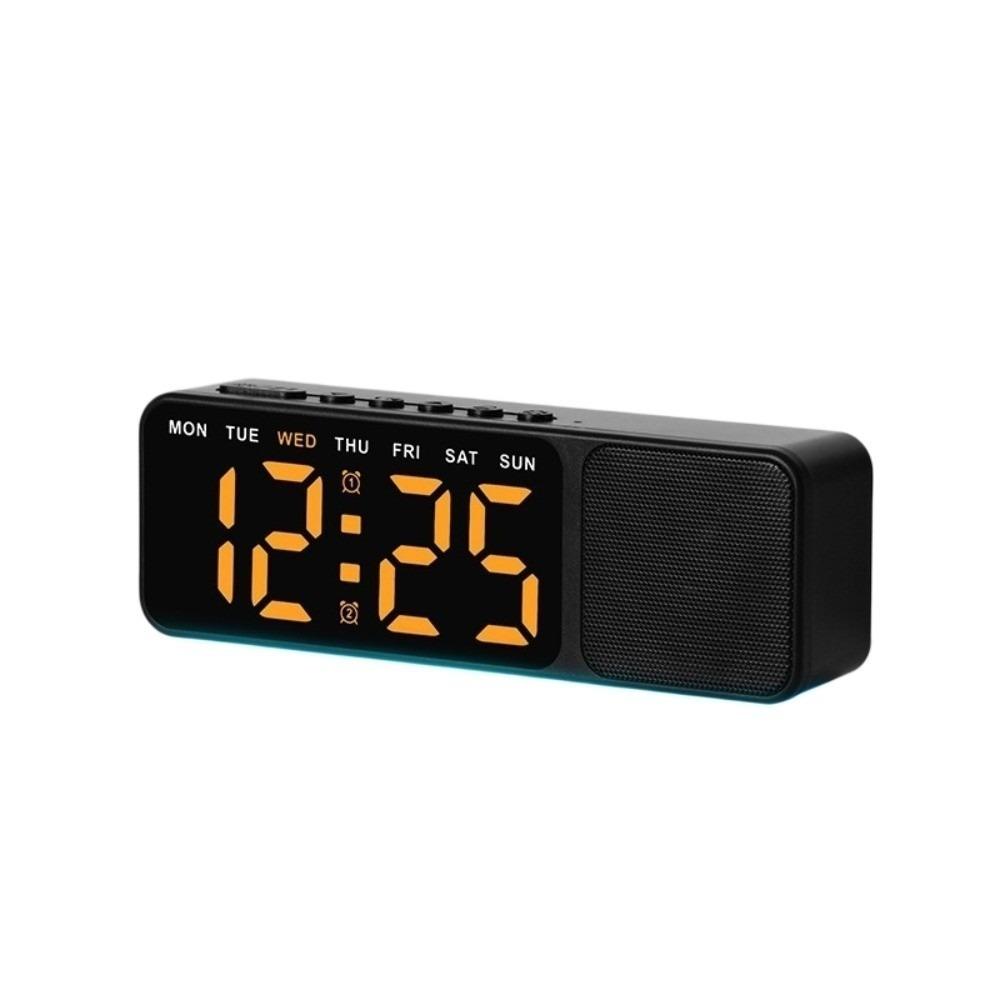 Dual Alarms Bluetooth Speaker with Clock Ambient Lighting Electronic Table Clock Tabletop