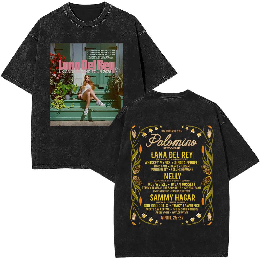 Washed Vintage WashedLana Del Rey Tour Tshirt Men Women Hip Hop Fashion Pop Music Tshirts Unisex Casual Cotton T Shirts