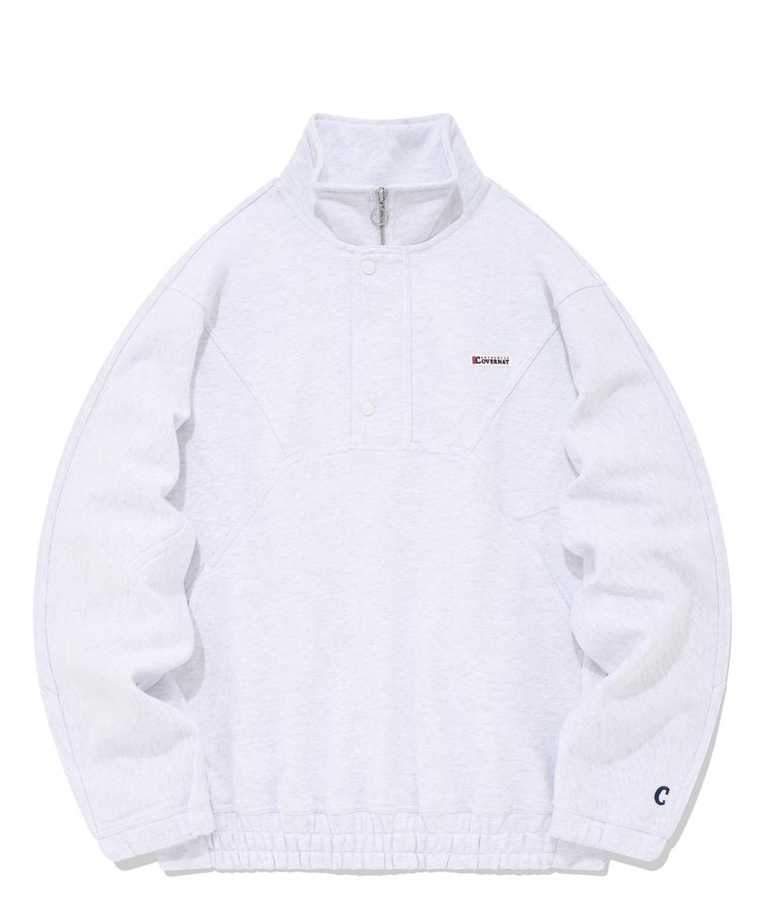 COVERNAT Oversized Chevron Sweat Anorak Heather Grey