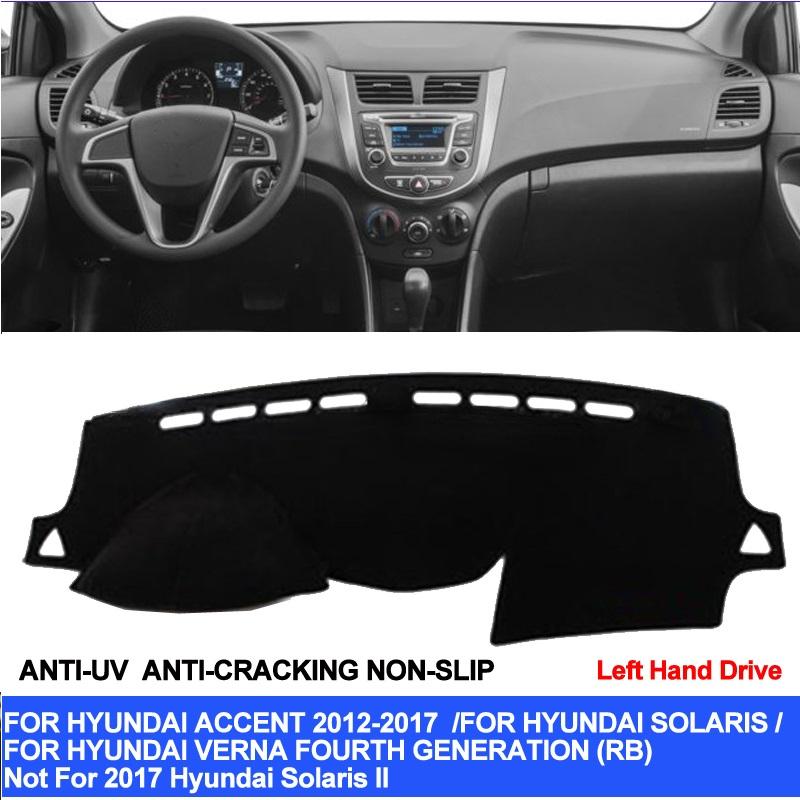 Для Hyundai Accent Verna 2012 2013 2014 2015 2016 2017 крышка приборной панели автомобиля Solaris Dash Mat Pad ковер с защитой от ультрафиолета