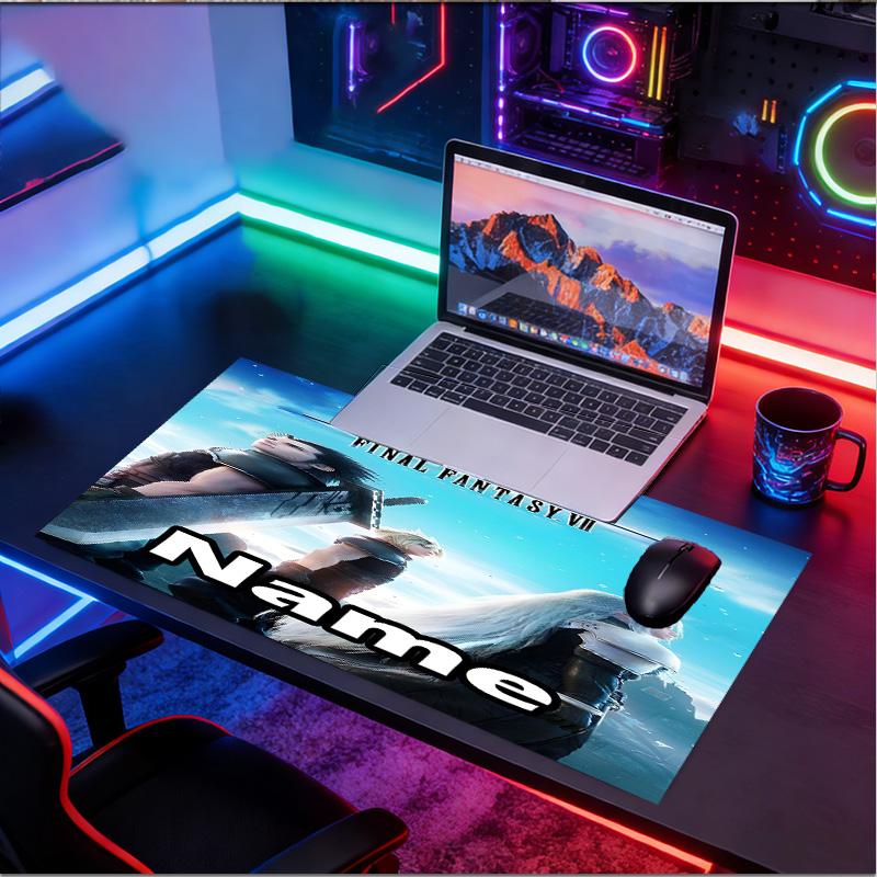 Custom Name Personalized Final Fantasy Pattern Mousepad, Laptop PC Desk Mat, Decorative Desk Mat for Home Keyboard Pad Gift