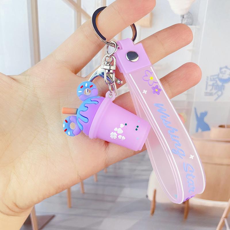 Автомобильный брелок Креативный Популярный Моделирование Мороженое Молоко Чай Чашка Автомобильный брелок Аксессуары Decoraion Мороженое Чашка Брелок Подвеска