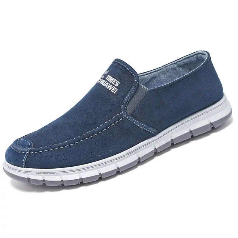 Men's Casual Canvas Loafers Shoes Slip On Fashionable Male Sneaker Breathable Blue Walking Shoes Men's Espadrilles Footwear