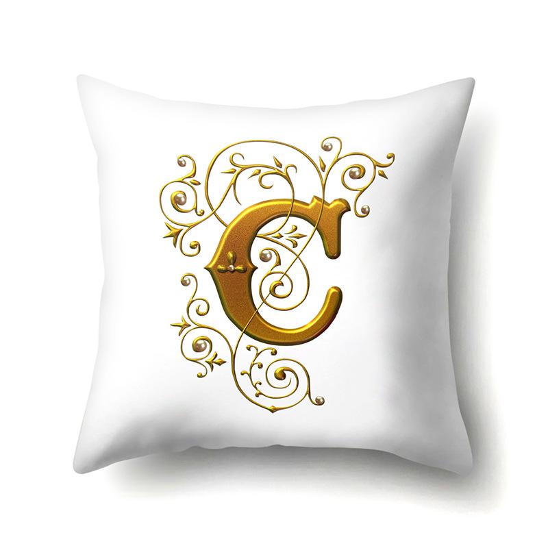 Полиэстеровая наволочка Автомобильное украшение Дом 26 английских букв Принт Автомобильная поясничная подушка Наволочка