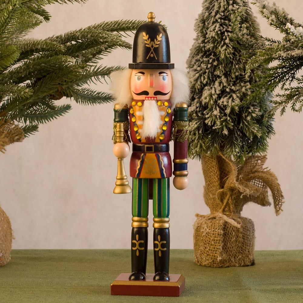 High Quality 30cm Wooden Christmas Nutcracker Soldier Ornament, Durable Holiday Decoration, Christmas Tree Display Supplies