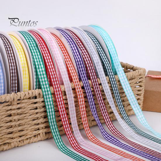 For Party DIY 1 Roll Cheque Plaid Ribbon All Match Rural Style Printed Grid Bow Gift Box Packing Ribbon